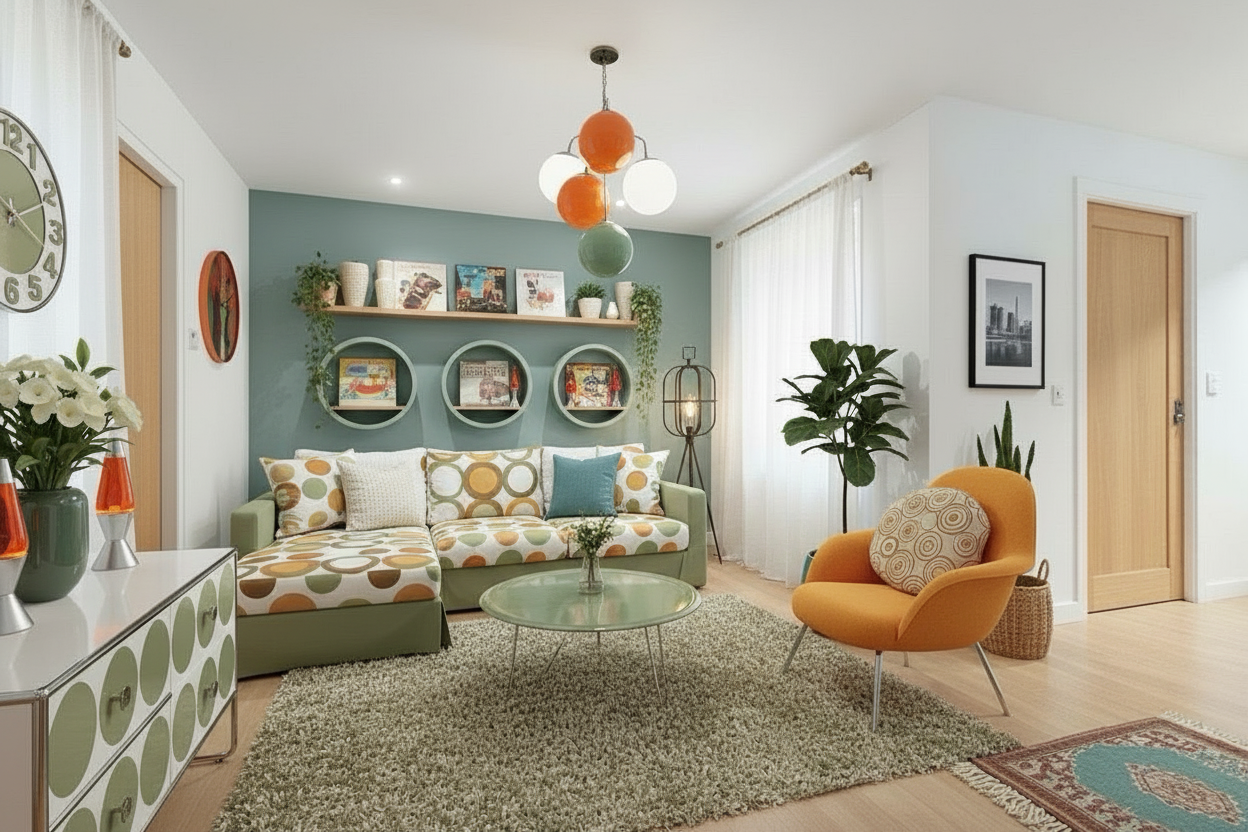 Retro Bedroom design example 1 — AI generated interior